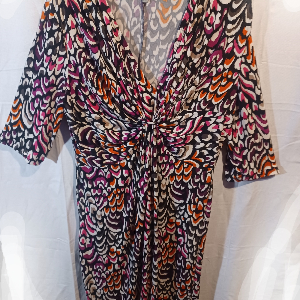 Ny Collection Gray And Orange Patterned Dress (D) - image 2